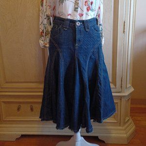 SOLD!!! RONIT Jean Flary Midi Skirt Size 38